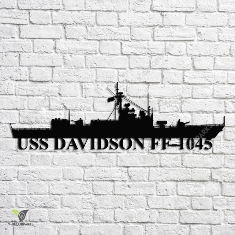 Uss Davidson Ff-1045 Navy Ship Metal Art, Navy Ships Silhouette Metal Gift For Navy Veteran, Custom Us Navy Ship Metal Sign