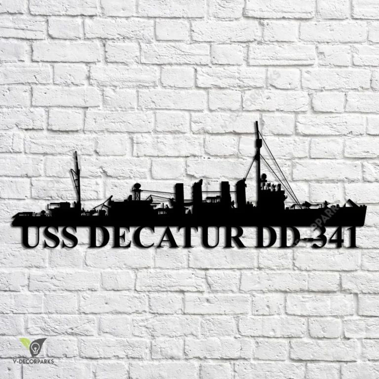 Uss Decatur Dd-341 Navy Ship Metal Art, Navy Ships Silhouette Metal Gift For Navy Veteran, Custom Us Navy Ship Metal Sign