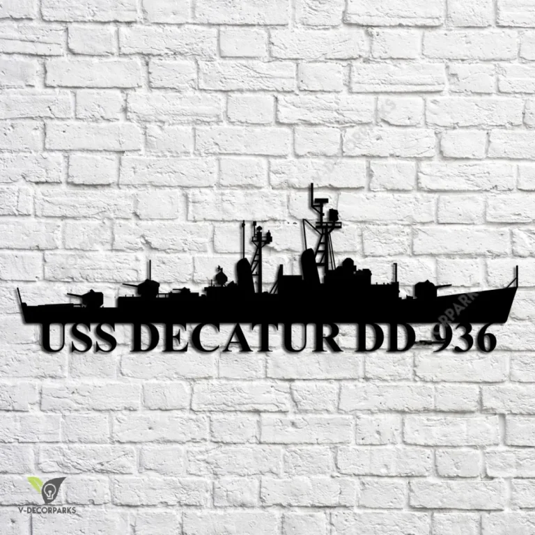 Uss Decatur Dd-936 Navy Ship Metal Art, Navy Ships Silhouette Metal Gift For Navy Veteran, Custom Us Navy Ship Metal Sign