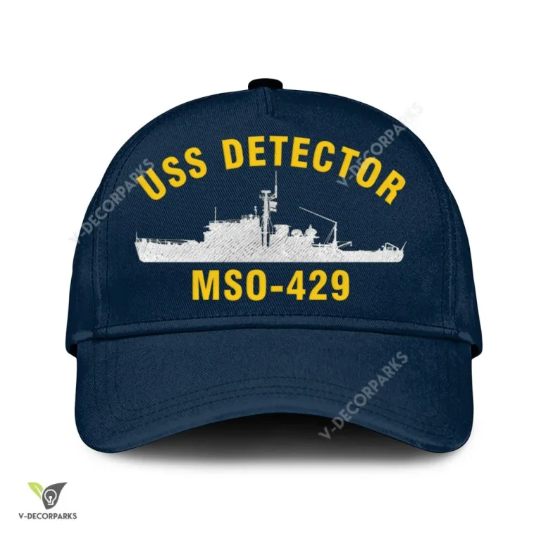Uss Detector Mso-429 Classic Baseball Cap Gift For Navy Veteran, Custom Print/embroidered Us Navy Ships Classic Cap