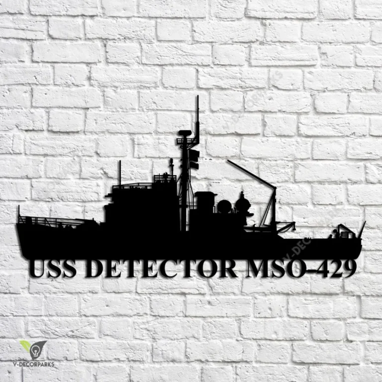 Uss Detector Mso-429 Navy Ship Metal Art, Navy Ships Silhouette Metal Gift For Navy Veteran, Custom Us Navy Ship Metal Sign