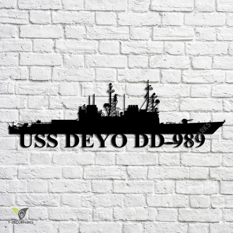 Uss Deyo Dd-989 Navy Ship Metal Art, Navy Ships Silhouette Metal Gift For Navy Veteran, Custom Us Navy Ship Metal Sign