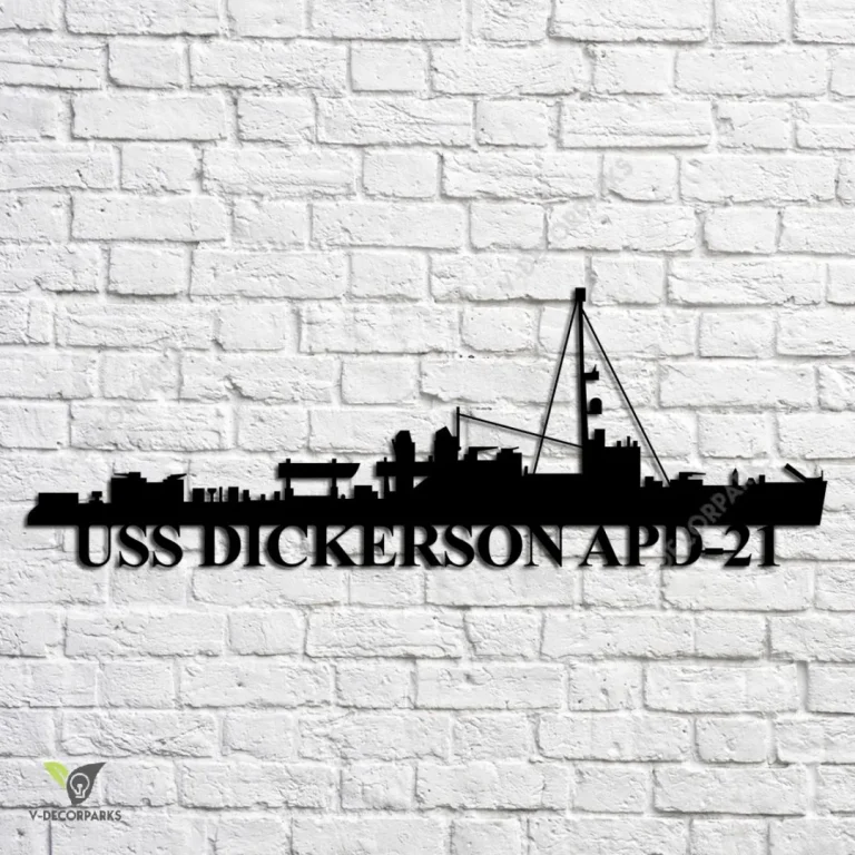 Uss Dickerson Apd 21 Navy Ship Metal Art, Navy Ships Silhouette Metal Gift For Navy Veteran, Custom Us Navy Ship Metal Sign