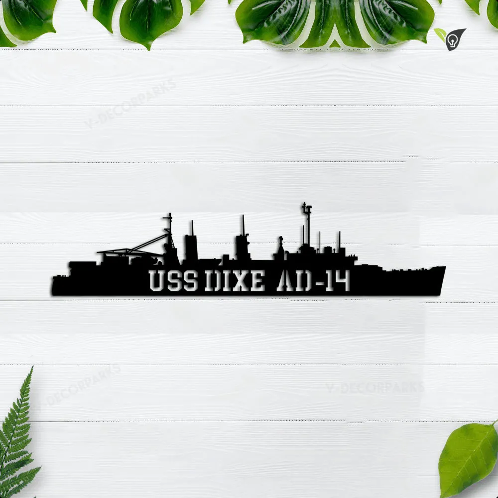 USS-Dixe-AD-14.webp Uss Stoddard Dd-566 Metal Wall Art, Custom Us Navy Ships Metal Sign, Metal Veteran Decor, Navy Gift, Decor Decoration