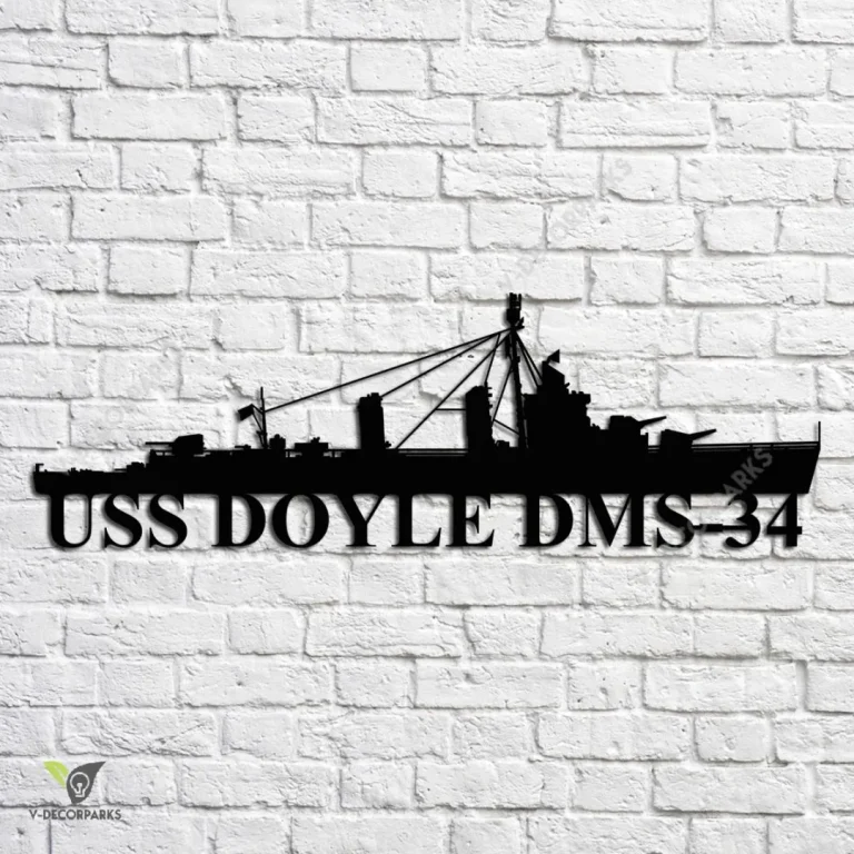 Uss Doyle Dms-34 V2 Navy Ship Metal Art, Navy Ships Silhouette Metal Gift For Navy Veteran, Custom Us Navy Ship Metal Sign