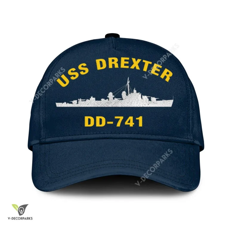 Uss Drexler Dd-741 Classic Baseball Cap Gift For Navy Veteran, Custom Print/embroidered Us Navy Ships Classic Cap