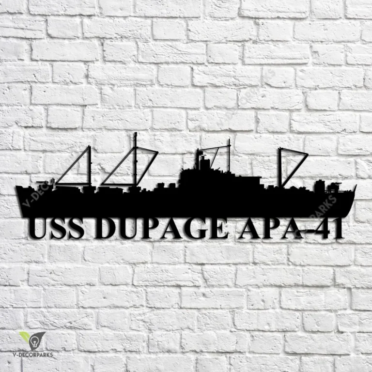 Uss Dupage Apa-41 Navy Ship Metal Art, Navy Ships Silhouette Metal Gift For Navy Veteran, Custom Us Navy Ship Metal Sign