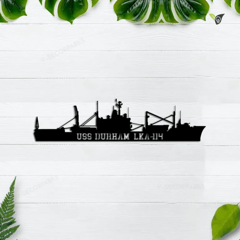 Uss Durham Lka-114 Metal Wall Art, Custom Us Navy Ships Metal Sign, Metal Veteran Decor, Navy Gift, Decor Decoration
