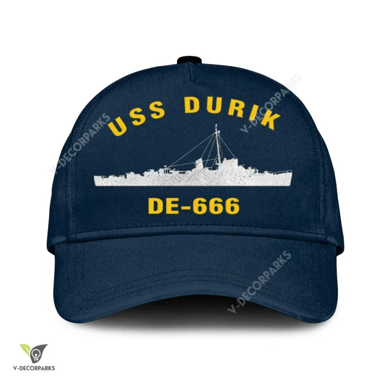 Uss Durik De-666 Classic Baseball Cap Gift For Navy Veteran, Custom Print/embroidered Us Navy Ships Classic Cap