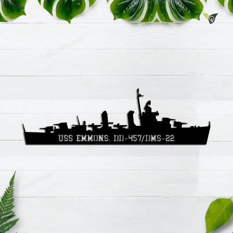 Uss Emmons. Dd-457/dms-22 Metal Wall Art, Custom Us Navy Ships Metal Sign, Metal Veteran Decor, Navy Gift, Decor Decoration