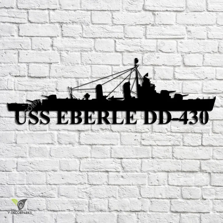 Uss Eberle Dd-430 Navy Ship Metal Art, Navy Ships Silhouette Metal Gift For Navy Veteran, Custom Us Navy Ship Metal Sign