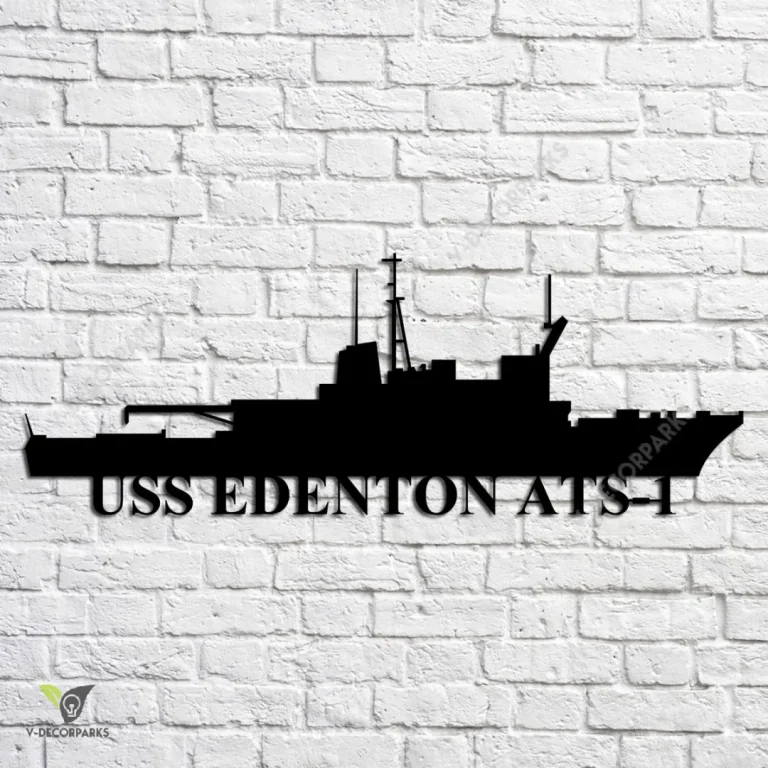 Uss Edenton Ats 1 Navy Ship Metal Art, Navy Ships Silhouette Metal Gift For Navy Veteran, Custom Us Navy Ship Metal Sign