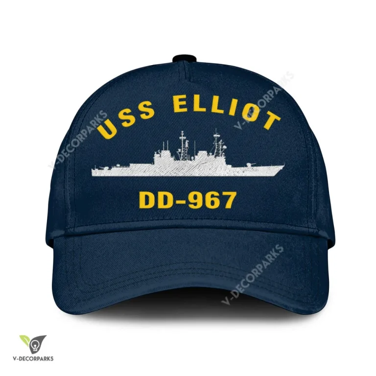 Uss Elliot Dd-967 Classic Baseball Cap Gift For Navy Veteran, Custom Print/embroidered Us Navy Ships Classic Cap