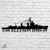 Uss Ellyson Dms-19 Navy Ship Metal Art, Navy Ships Silhouette Metal Gift For Navy Veteran, Custom Us Navy Ship Metal Sign