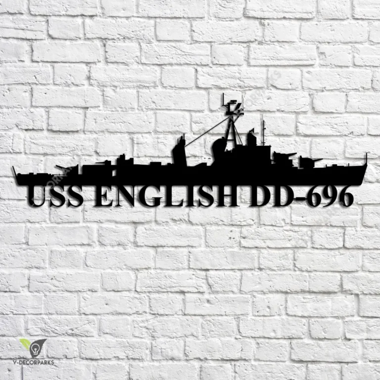 Uss English Dd-696 Navy Ship Metal Art, Navy Ships Silhouette Metal Gift For Navy Veteran, Custom Us Navy Ship Metal Sign