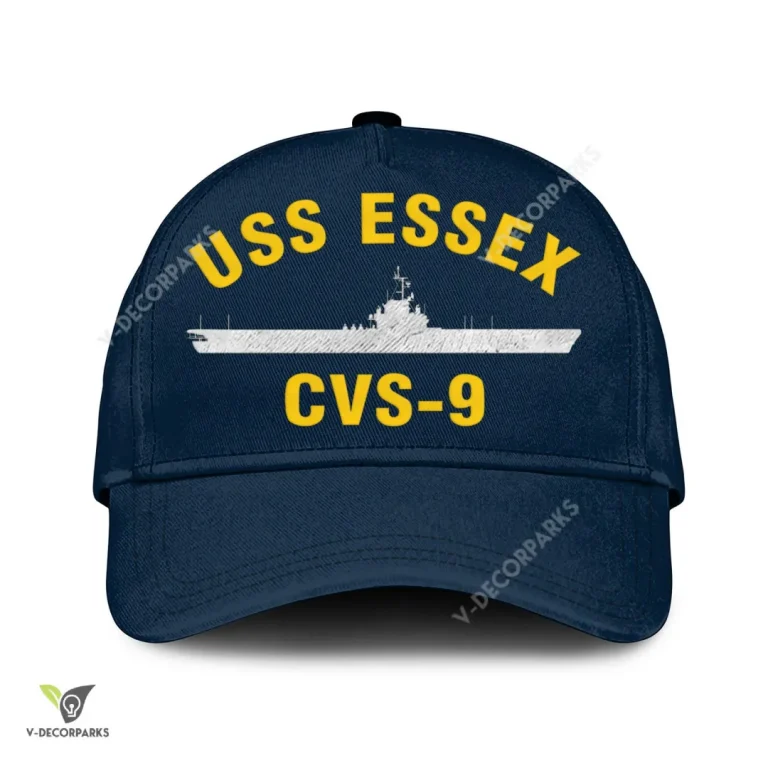 Uss Essex Cvs-9 Classic Baseball Cap Gift For Navy Veteran, Custom Print/embroidered Us Navy Ships Classic Cap