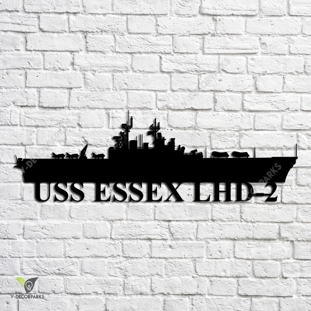 USS-Essex-LHD-2_metalmu.webp Uss Essex Lhd-2 Navy Ship Metal Art, Navy Ships Silhouette Metal Gift For Navy Veteran, Custom Us Navy Ship Metal Sign
