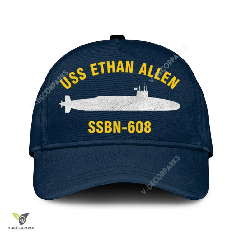 Uss Ethan Allen Ssbn-608 Classic Baseball Cap Gift For Navy Veteran, Custom Print/embroidered Us Navy Ships Classic Cap