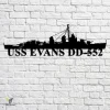 Uss Evans Dd-552 Navy Ship Metal Art, Navy Ships Silhouette Metal Gift For Navy Veteran, Custom Us Navy Ship Metal Sign