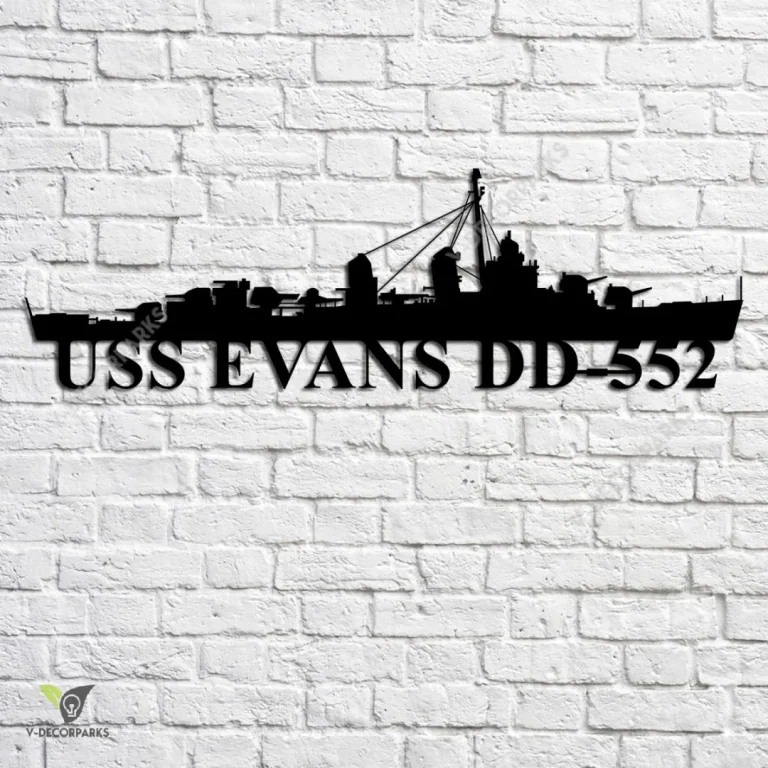 Uss Evans Dd-552 Navy Ship Metal Art, Navy Ships Silhouette Metal Gift For Navy Veteran, Custom Us Navy Ship Metal Sign