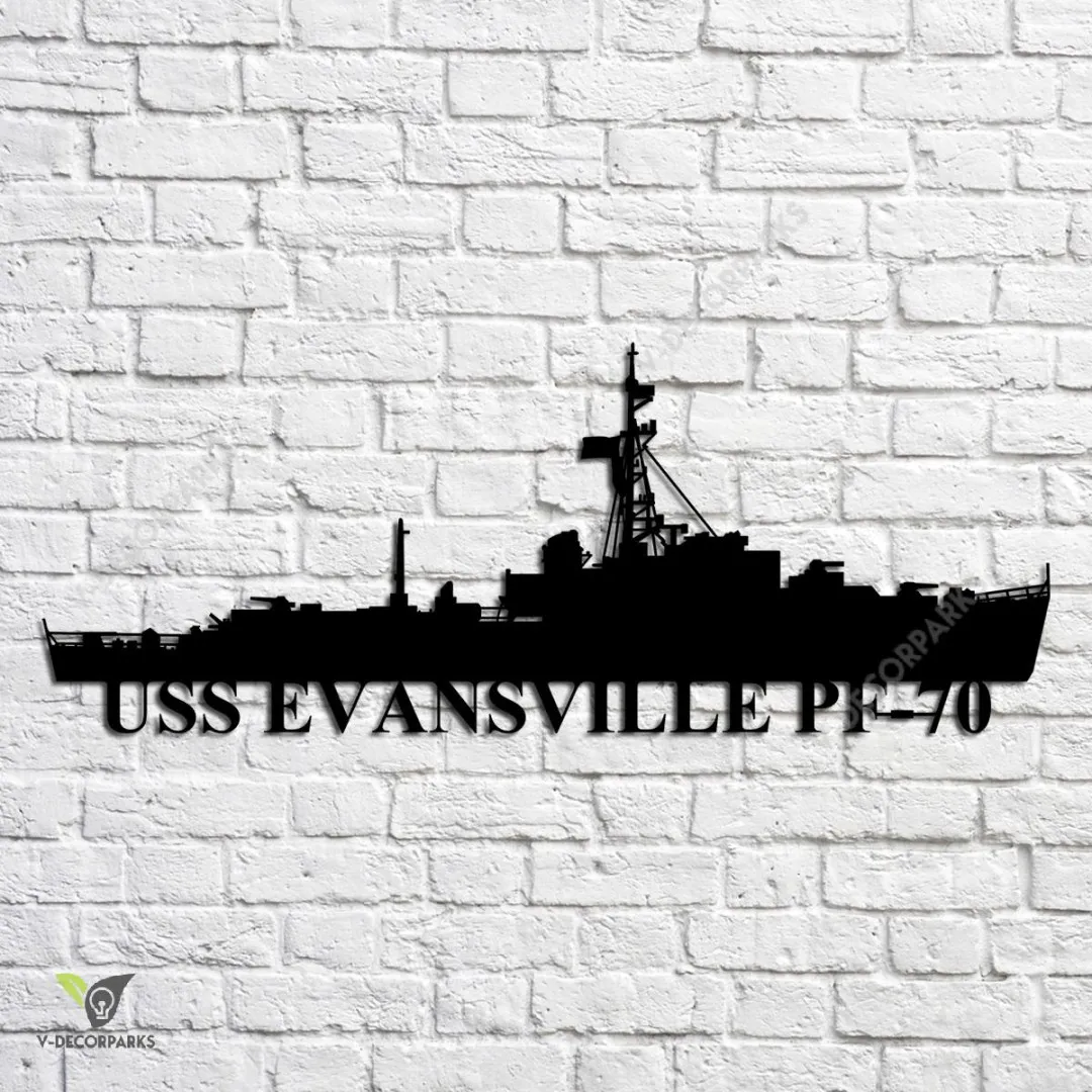 USS-Evansville-PF-70mu.webp Uss Evansville Pf-70 Navy Ship Metal Art, Navy Ships Silhouette Metal Gift For Navy Veteran, Custom Us Navy Ship Metal Sign