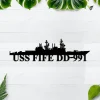 Uss Fife Dd-991 Navy Ships Metal Sign, Custom Navy Veterans Gift, Navy Gifts For Men, Fathers Day Gift For Navy Dad, Battleship Metal Sign