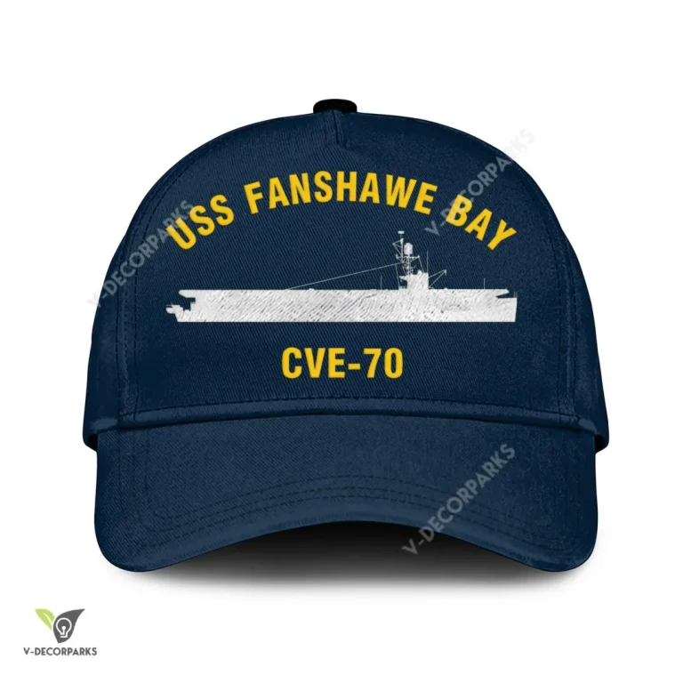 Uss Fanshaw Bay Cve-70 Classic Baseball Cap Gift For Navy Veteran, Custom Print/embroidered Us Navy Ships Classic Cap