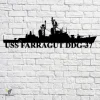 Uss Farragut Ddg-37 Navy Ship Metal Art, Navy Ships Silhouette Metal Gift For Navy Veteran, Custom Us Navy Ship Metal Sign