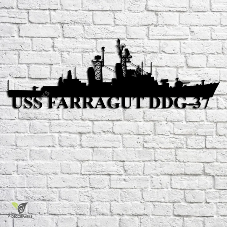 Uss Farragut Ddg-37 Navy Ship Metal Art, Navy Ships Silhouette Metal Gift For Navy Veteran, Custom Us Navy Ship Metal Sign