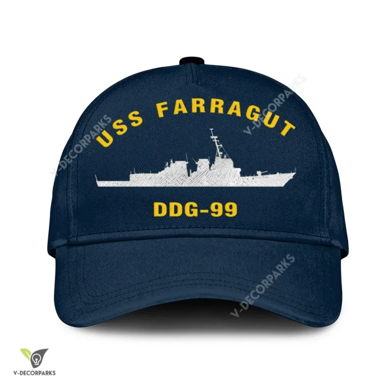 Uss Farragut Ddg-99 Classic Baseball Cap Gift For Navy Veteran, Custom Print/embroidered Us Navy Ships Classic Cap