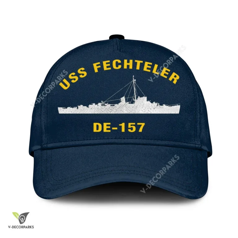 Uss Fechteler De-157 Classic Baseball Cap Gift For Navy Veteran, Custom Print/embroidered Us Navy Ships Classic Cap