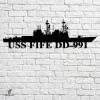 Uss Fife Dd-991 Navy Ship Metal Art, Navy Ships Silhouette Metal Gift For Navy Veteran, Custom Us Navy Ship Metal Sign