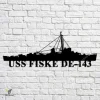 Uss Fiske De-143 Navy Ship Metal Art, Navy Ships Silhouette Metal Gift For Navy Veteran, Custom Us Navy Ship Metal Sign