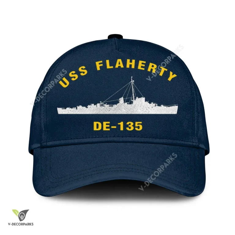 Uss Flaherty De-135 Classic Baseball Cap Gift For Navy Veteran, Custom Print/embroidered Us Navy Ships Classic Cap