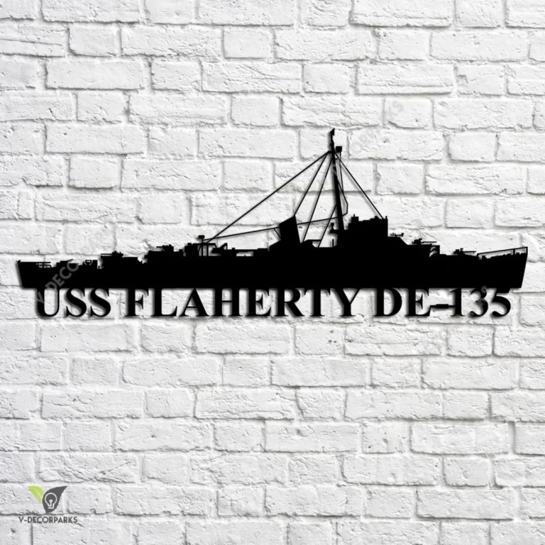 Uss Flaherty De-135 Navy Ship Metal Art, Navy Ships Silhouette Metal Gift For Navy Veteran, Custom Us Navy Ship Metal Sign