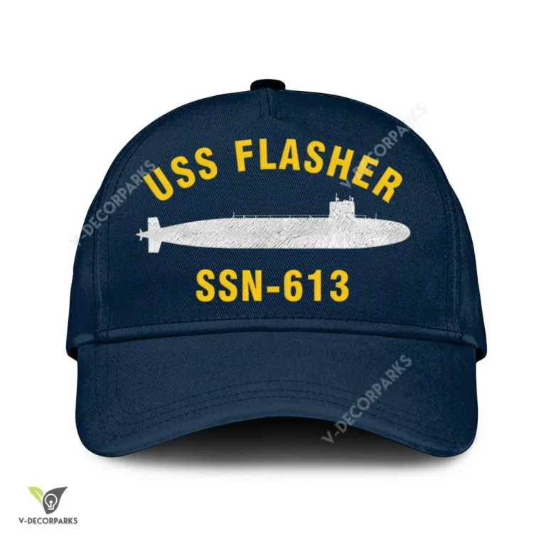 Uss Flasher Ssn-613 Classic Baseball Cap Gift For Navy Veteran, Custom Print/embroidered Us Navy Ships Classic Cap