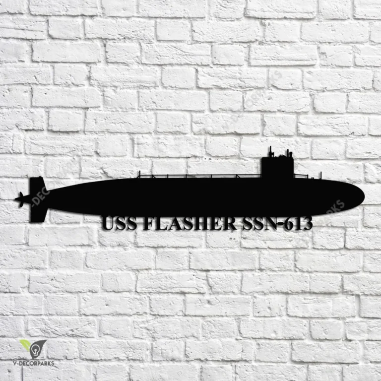 Uss Flasher Ssn-613 Navy Ship Metal Art, Navy Ships Silhouette Metal Gift For Navy Veteran, Custom Us Navy Ship Metal Sign