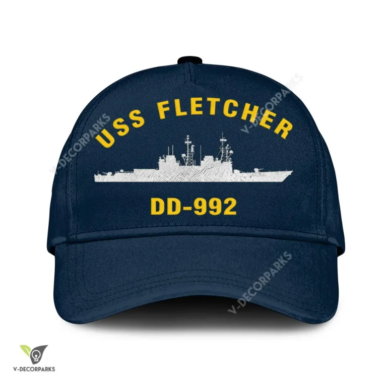 Uss Fletcher Dd-992 Classic Baseball Cap Gift For Navy Veteran, Custom Print/embroidered Us Navy Ships Classic Cap
