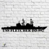 Uss Fletcher Dd-992 Navy Ship Metal Art, Navy Ships Silhouette Metal Gift For Navy Veteran, Custom Us Navy Ship Metal Sign