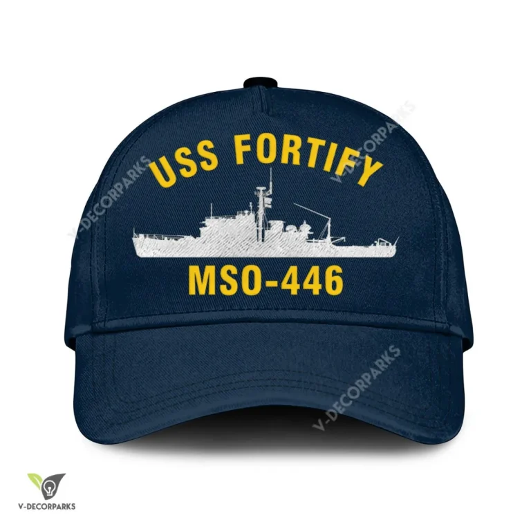 Uss Fortify Mso-446 Classic Baseball Cap Gift For Navy Veteran, Custom Print/embroidered Us Navy Ships Classic Cap