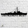 Uss Frament De-677 Navy Ship Metal Art, Navy Ships Silhouette Metal Gift For Navy Veteran, Custom Us Navy Ship Metal Sign