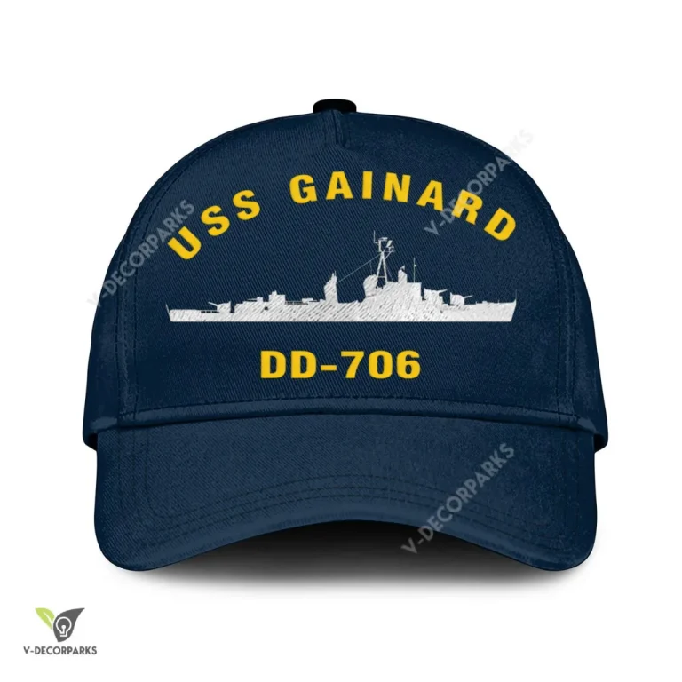 Uss Gainard Dd-706 Classic Baseball Cap Gift For Navy Veteran, Custom Print/embroidered Us Navy Ships Classic Cap