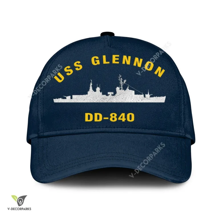 Uss Glennon Dd 840 Classic Baseball Cap Gift For Navy Veteran, Custom Print/embroidered Us Navy Ships Classic Cap