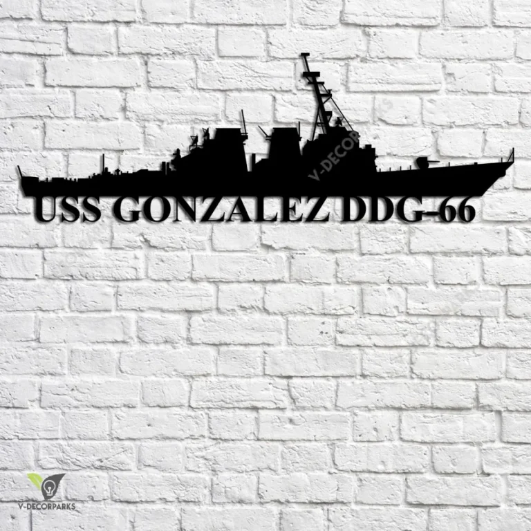 Uss Gonzalez Ddg-66 Navy Ship Metal Art, Navy Ships Silhouette Metal Gift For Navy Veteran, Custom Us Navy Ship Metal Sign