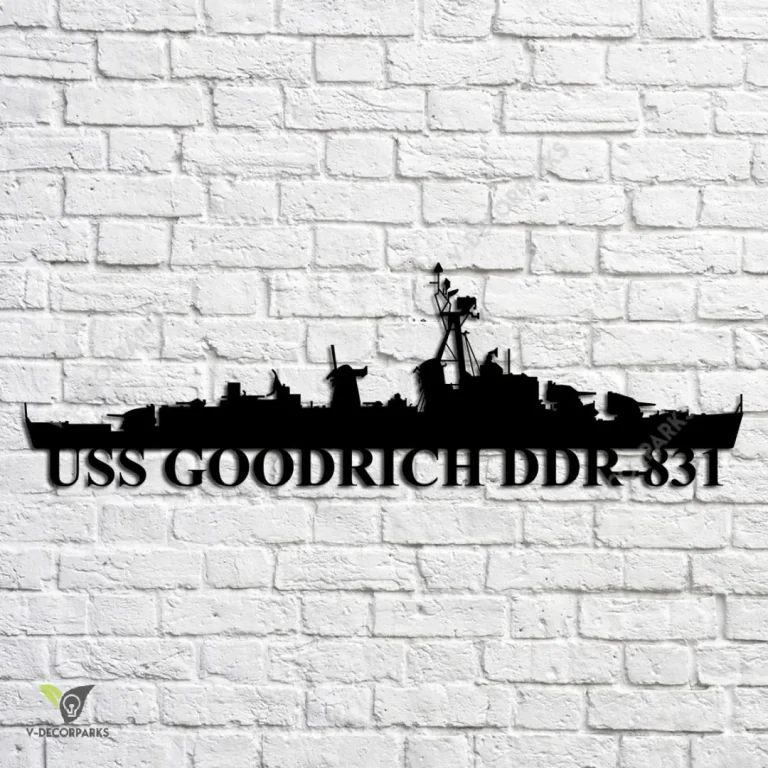 Uss Goodrich Ddr-831 Navy Ship Metal Art, Navy Ships Silhouette Metal Gift For Navy Veteran, Custom Us Navy Ship Metal Sign