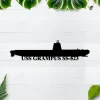 Personalized Submarine Uss Grampus Ss-523 Metal Wall Art, Custom Submarine Metal Sign, Submarine Wall Art, Navy Submarine, Us Navy Gift