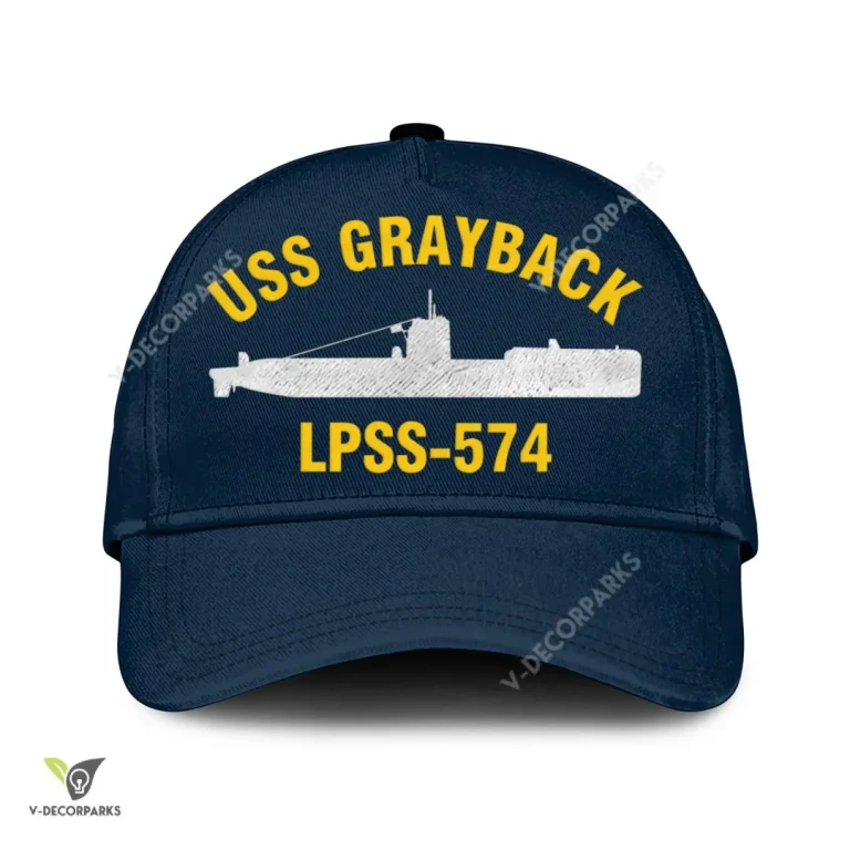 Uss Grayback Lpss-574 Classic Baseball Cap Gift For Navy Veteran, Custom Print/embroidered Us Navy Ships Classic Cap