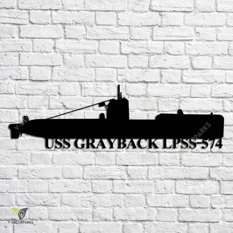 Uss Grayback Lpss-574 Navy Ship Metal Art, Navy Ships Silhouette Metal Gift For Navy Veteran, Custom Us Navy Ship Metal Sign