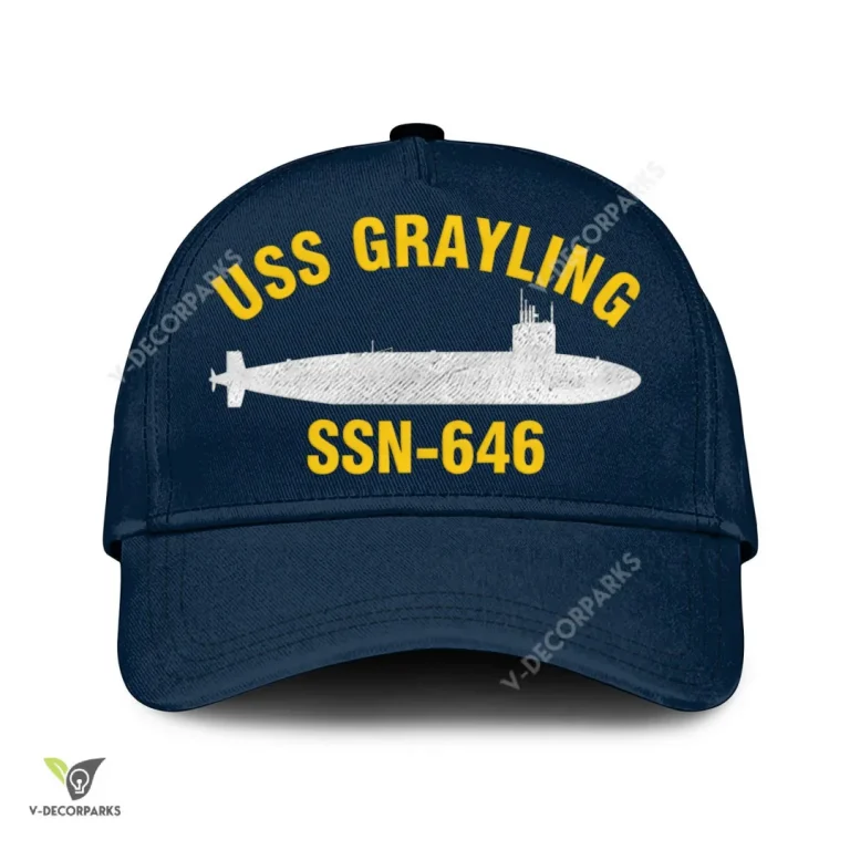 Uss Grayling Ssn-646 Classic Baseball Cap Gift For Navy Veteran, Custom Print/embroidered Us Navy Ships Classic Cap