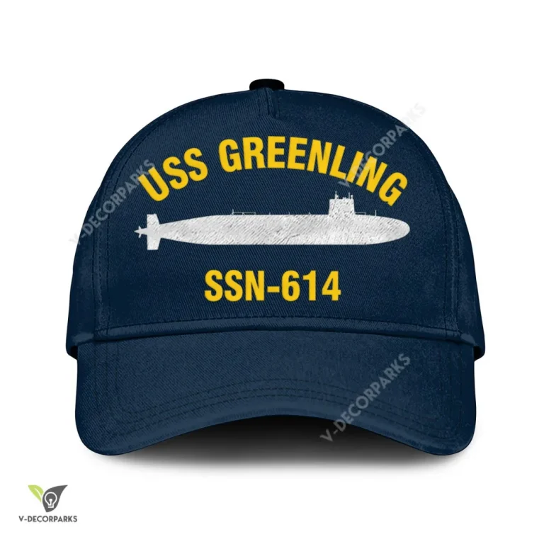 Uss Greenling Ssn-614 Classic Baseball Cap Gift For Navy Veteran, Custom Print/embroidered Us Navy Ships Classic Cap